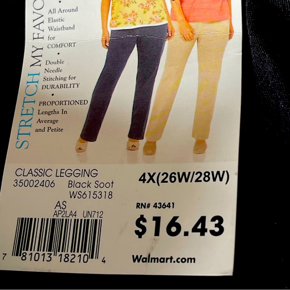 NEW White Stag Women Plus Size 4X BLACK cotton pants with flat front & elastic. - Picture 6 of 7